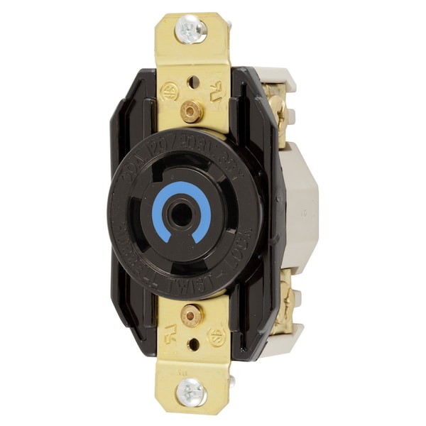 Hubbell Wiring Device-Kellems Receptáculo Bloqueable, L21-30R, 30 A, 120/208V CA, Trifásico, 4 Polos, Terminales de Tornillo - HBL2810RT