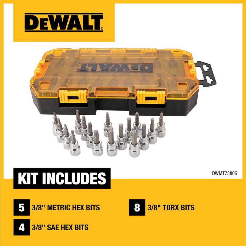 Juego de puntas para llave de vaso DEWALT de 3/8 pulgadas con estuche (17 piezas) - DWMT73806