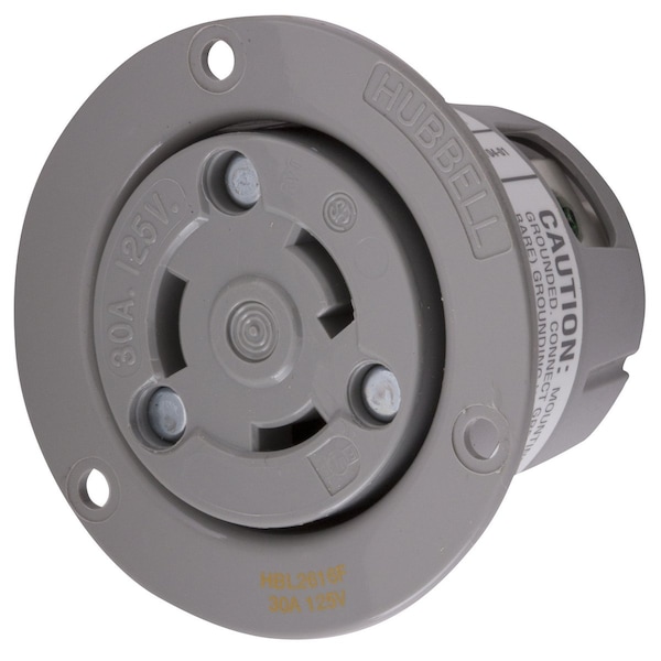 Receptáculo con bloqueo y brida, L5-30R, 30 A, 125V CA, monofásico, 2 polos, montaje al ras - HBL2616F