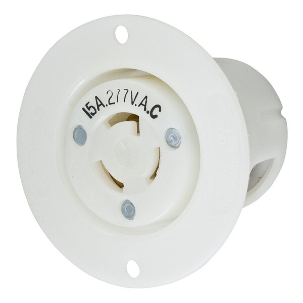 Receptáculo con pestillo y brida Hubbell Wiring Device-Kellems, L7-15R, 15 A, 277V CA, Monofásico, 2 polos, Terminales de tornillo - HBL4785C