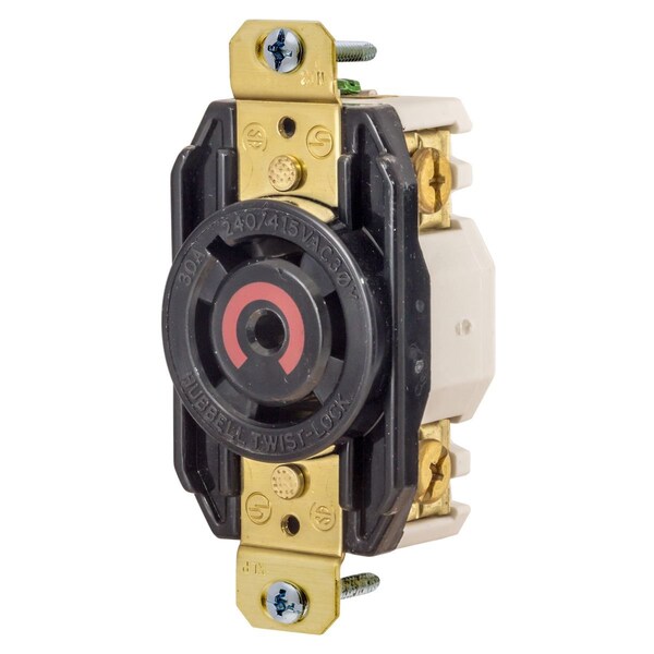Hubbell Wiring Device-Kellems Receptáculo LKG, 30A 240/415 3 Fases, L26-30R, BK - HBL2800