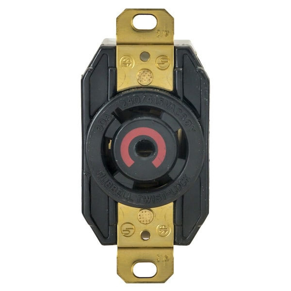 Hubbell Wiring Device-Kellems Receptáculo LKG, 30A 240/415 3 Fases, L26-30R, BK - HBL2800