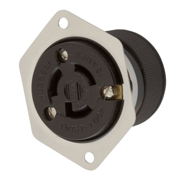 Receptáculo con pestillo de montaje a ras, L7-15R, 15 A, 277V CA, Monofásico, 2 Polos - HBL4785