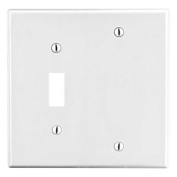 Hubbell Wiring Device-Kellems Toggle Switch/Blank Wall Plate, Number of Gangs: 2 Plastic, Satin Finish, White - P113W