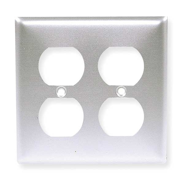 Placas de pared y cubierta de caja para tomacorriente doble, número de grupos: 2 acero inoxidable, acabado cepillado - SS82