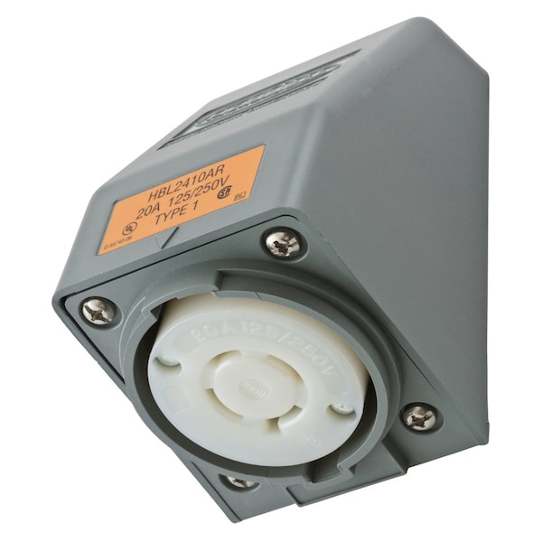 Hubbell Wiring Device-Kellems Locking Receptacle, L14-20R, 20 A, 125/250V AC, Single Phase, 3 Pole, Screw Terminals - HBL2410AR