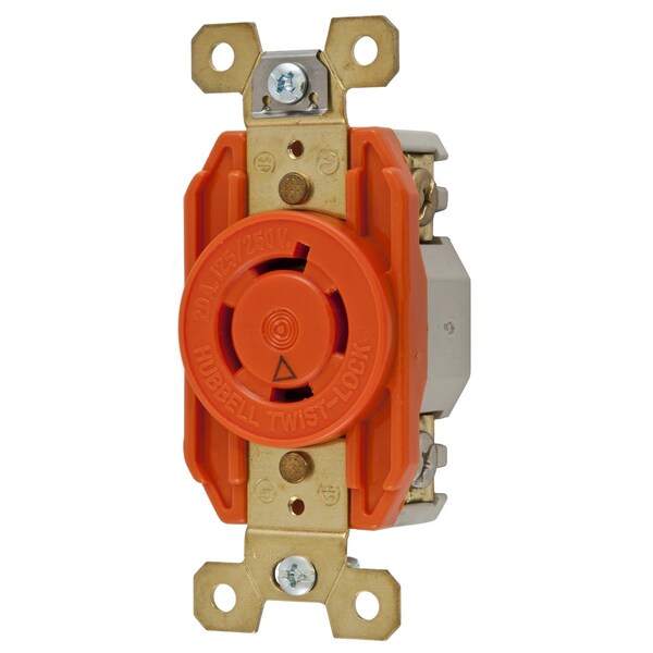Receptáculo con bloqueo Hubbell Wiring Device-Kellems, 14-20R, 20 A, 125/250V CA, Monofásico, 3 Polos, Terminales de tornillo - IG2410