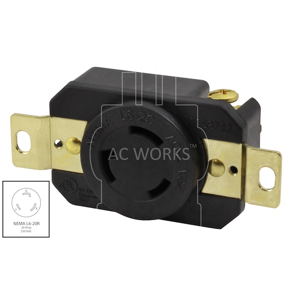 Receptáculo con bloqueo, L6-20R, 20 A, 250V AC - FML620R