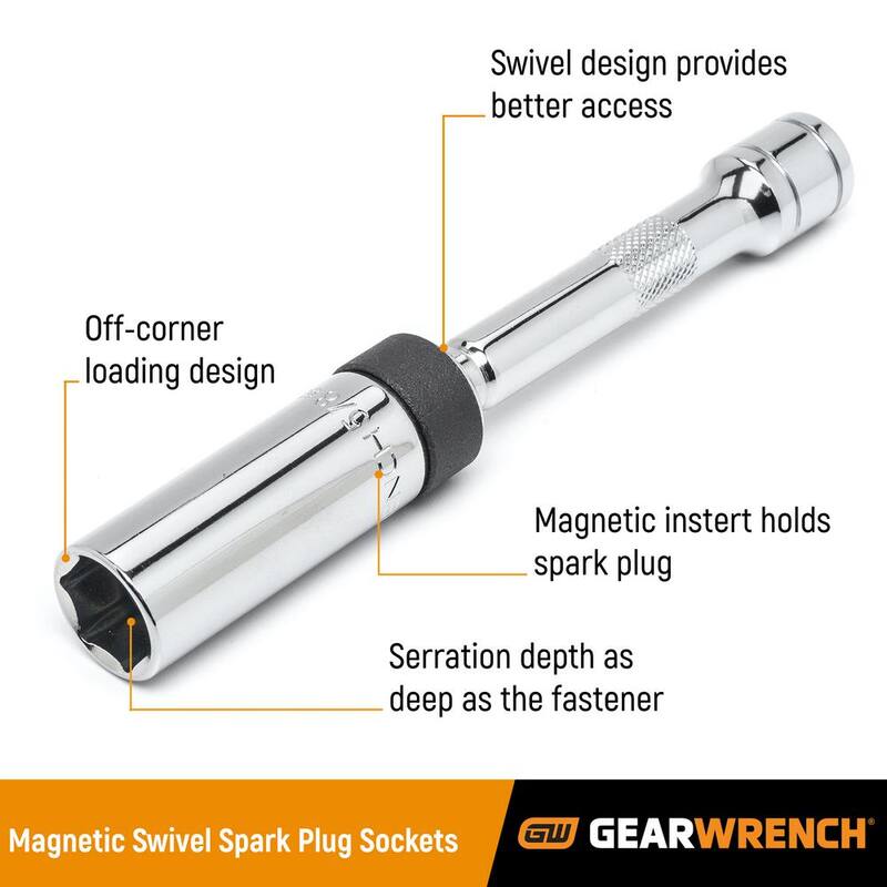 Juego de 5 piezas de llaves de chispa giratorias magnéticas de 6 puntos de 3/8 pulg. de GEARWRENCH - 80601.
