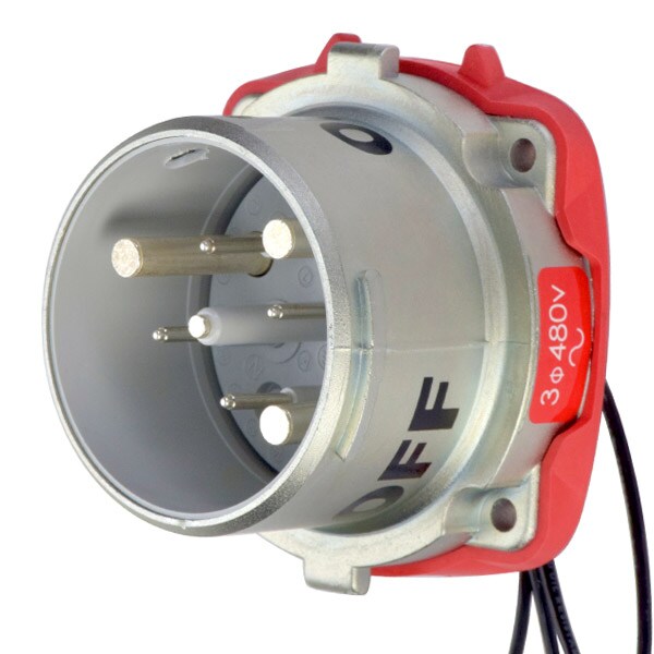 Receptáculo de clavija y enchufe Meltric, 100 A, 480V AC, 3 polos, NEMA 4X