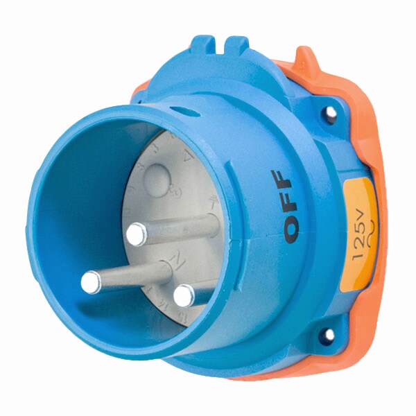 Receptáculo de clavija y enchufe Meltric, 60 A, 125V AC, 3 polos, NEMA 4X - 63-68075