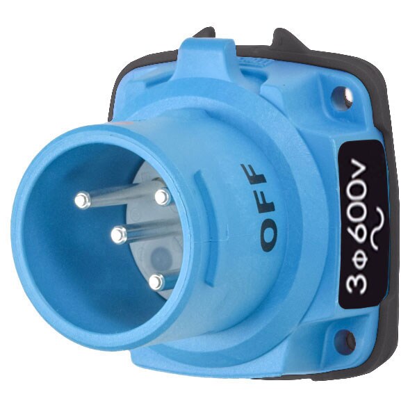 Receptáculo de clavija y enchufe Meltric, 20 A, 600V AC, 3 Polos, NEMA 4X - 63-18143-A155