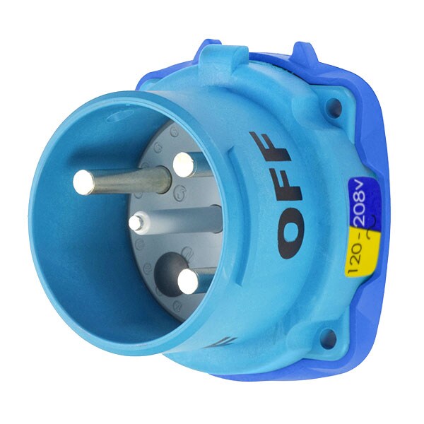 Receptáculo de clavija y enchufe Meltric, 100 A, 120/208V AC, 2 polos, NEMA 4X - 33-68236-C-K16