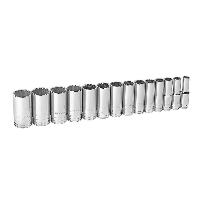 Juego de dados profundos de 12 puntos SAE de 1/2 pulgadas de GEARWRENCH (14 piezas) - 80732