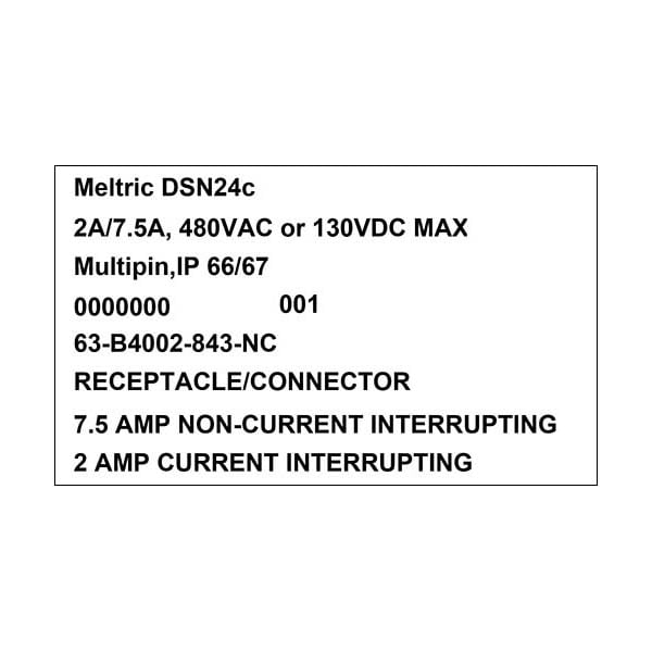 Receptáculo de clavija y enchufe Meltric, 2/7.5 A, 480V AC, 3 Polos - 63-B4002-843-NC