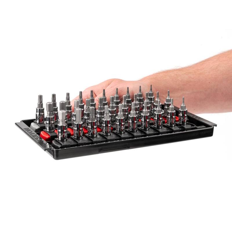 Juego de puntas de vaso con rieles TEKTON de 1/4 de pulgada, 31 piezas (5/64-5/16 pulgadas, 2-8 mm, T6-T30) - SHB90204