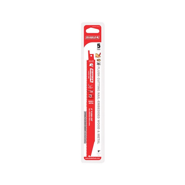 Diablo 9 in. Bi-Metal Reciprocating Saw Blade 10/14 TPI 5 pk - DS0914AFC5