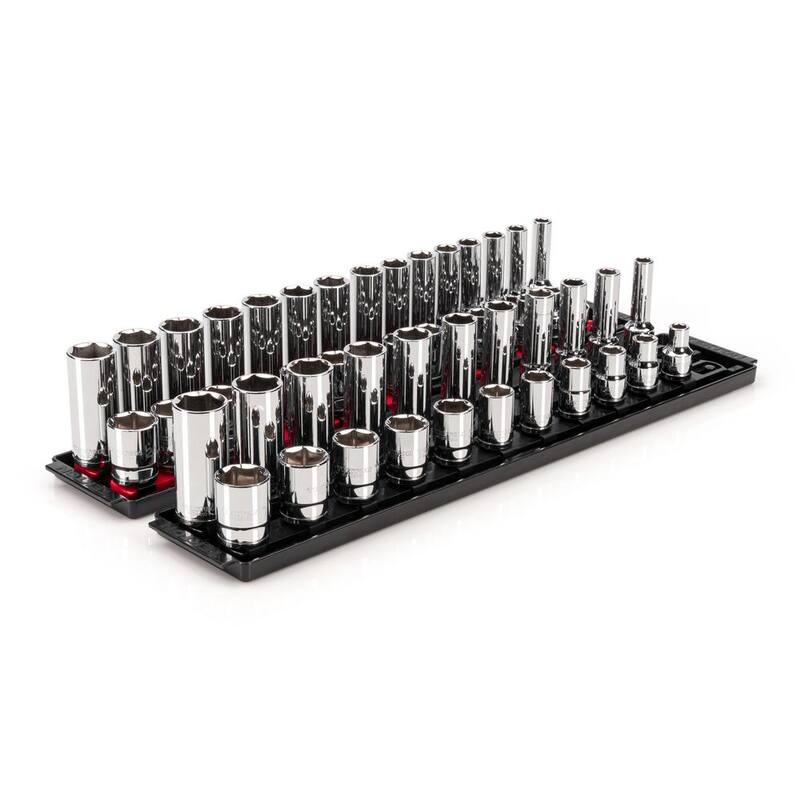 Juego de dados de 6 puntos TEKTON de 1/2 pulgada con rieles (de 3/8 a 1 pulgada, de 10 mm a 24 mm) (52 piezas) - SHD92213