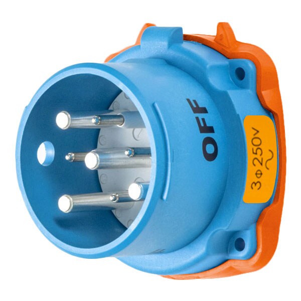 Receptáculo de clavija y enchufe Meltric, 30 A, 250V CA, 3 polos, NEMA 4X - 33-38073-974-4X