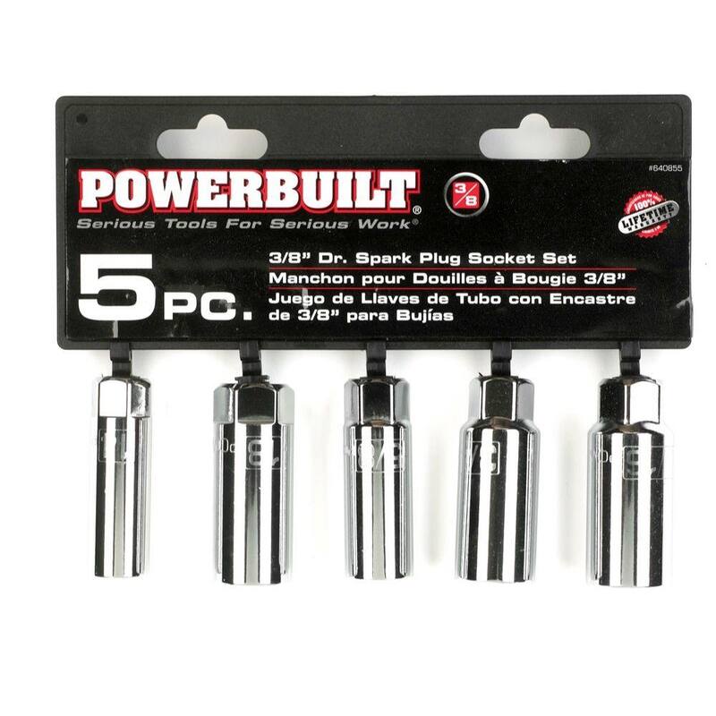Juego de enchufes de bujías Powerbuilt de 3/8 pulgadas con llave de trinquete (5 piezas) - 640855