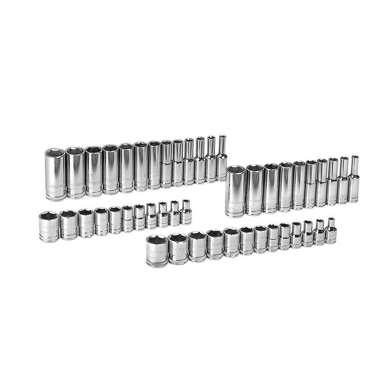 Juego de dados estándar y profundos de 6 puntos en pulgadas y métrico con trinquete de 1/4 de pulgada GEARWRENCH (47 piezas) - 80314D