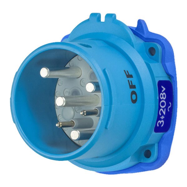Receptáculo de clavija y enchufe Meltric, 60 A, 3 polos, NEMA 4X - 63-68163-972