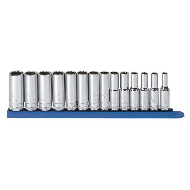 Juego de dados profundos de 12 puntos métricos de 3/8 pulg. de accionamiento GEARWRENCH (14 piezas) - 80562