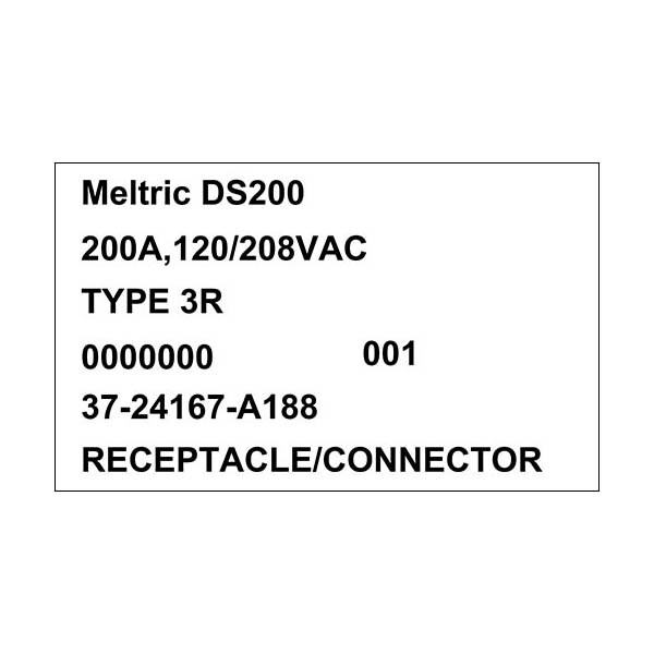 Meltric Pin & Sleeve Receptacle, 200 A, 120/208V AC, Three Phase, 3 Pole, Style 2 Grounding, NEMA 4X - 37-24167-A188