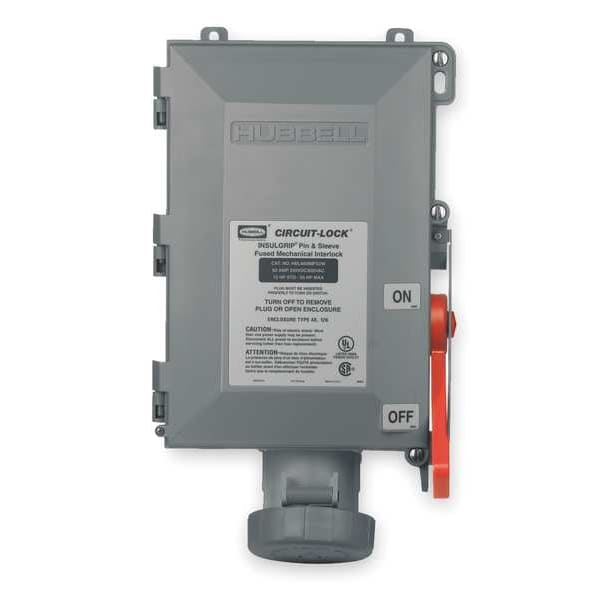 Hubbell Wiring Device-Kellems Pin And Sleeve, Interlock, 60A, UnFused - HBL460MIS2W