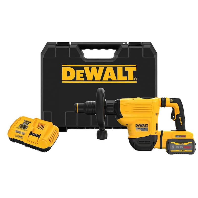 Martillo eléctrico SDS MAX inalámbrico DEWALT FLEXVOLT de 60V de 3/4 de pulgada con batería de 9.0Ah, cargador y estuche - DCH832X1