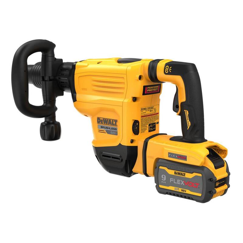 Martillo eléctrico SDS MAX inalámbrico DEWALT FLEXVOLT de 60V de 3/4 de pulgada con batería de 9.0Ah, cargador y estuche - DCH832X1