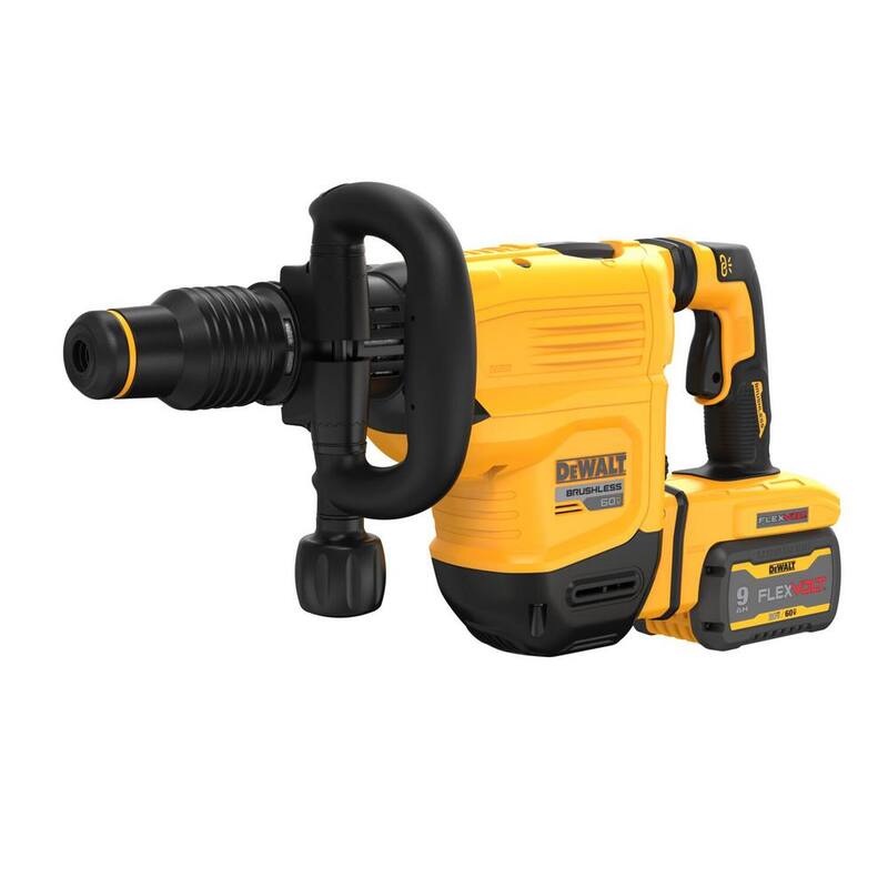 Martillo eléctrico SDS MAX inalámbrico DEWALT FLEXVOLT de 60V de 3/4 de pulgada con batería de 9.0Ah, cargador y estuche - DCH832X1