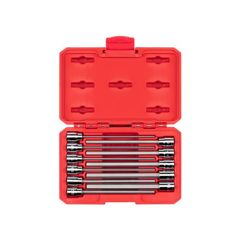 Juego de llaves de vaso hexagonales largas TEKTON de 3/8 pulgadas de 3 mm a 10 mm (11 piezas) - SHB91314