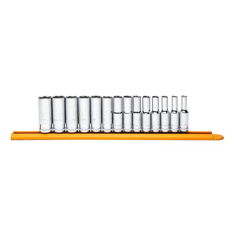 Juego de dados profundos GEARWRENCH de 6 puntos, métricos de 3/8 pulgadas (14 piezas) - 80554