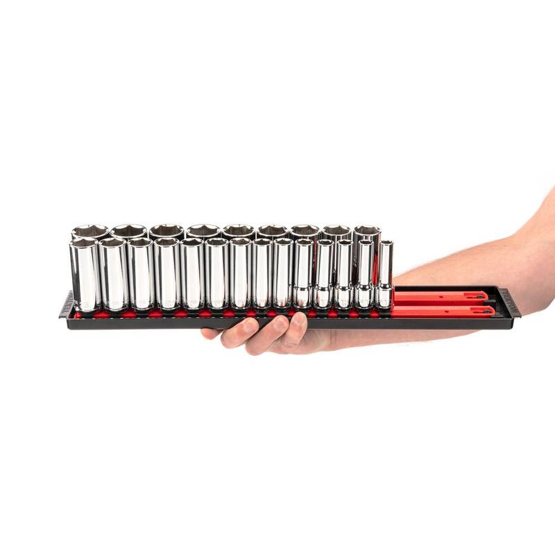 Juego de dados de 1/2 pulgadas de TEKTON con rieles (10 mm-32 mm) (46 piezas) - SHD92207