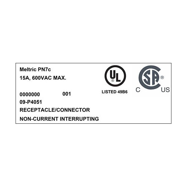 Receptáculo de clavija y enchufe Meltric, 15 A, 480V CA, 5 polos - 09-P4051