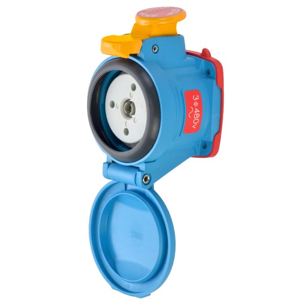 Receptáculo de clavija y enchufe Meltric, 30 A, 480V AC, 3 polos, NEMA 4X - 63-34043-375