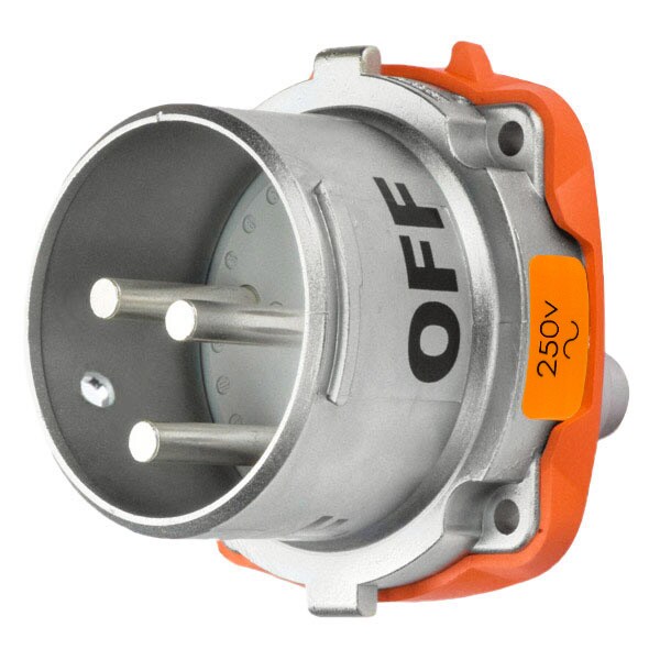 Receptáculo de clavija y enchufe Meltric, 60 A, 250V CA, 2 Polos, NEMA 3R - 37-68072