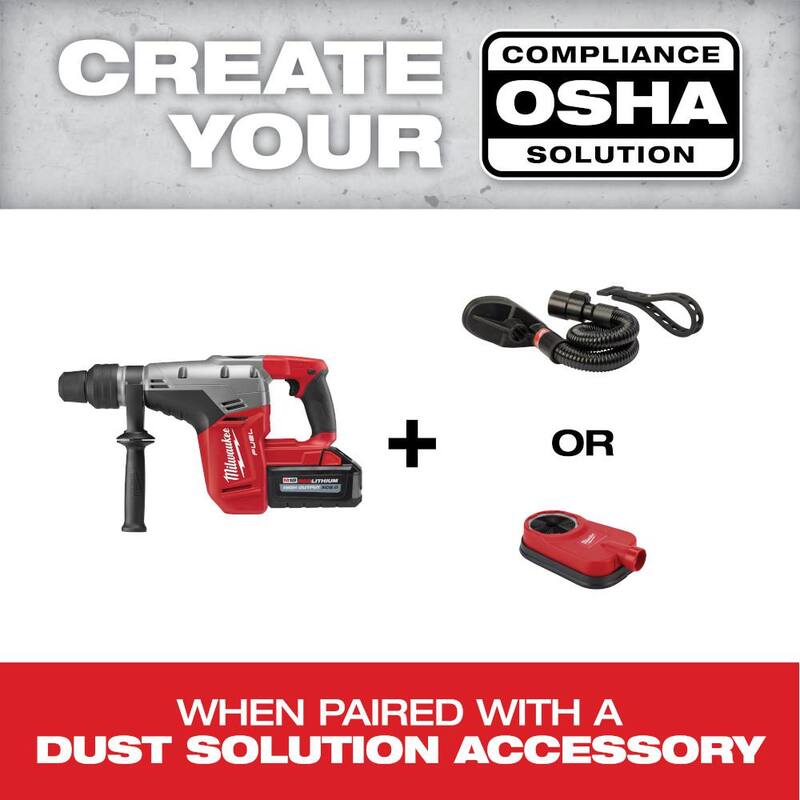Martillo rotativo SDS-MAX inalámbrico Milwaukee M18 FUEL ONE-KEY de 18V con tecnología de Litio-Ion sin escobillas de 1-3/4 pulgadas con dos baterías de 12.0 Ah - 2718-22HD