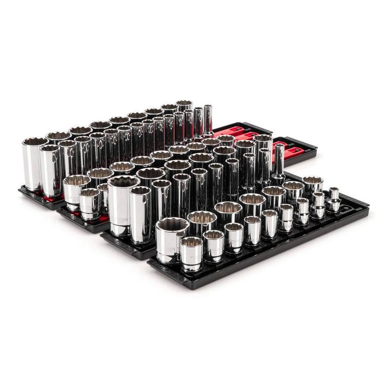 Juego de dados de 12 puntas de 1/2 pulgadas TEKTON con rieles (3/8 a 1-5/16 pulgadas, 10 mm a 32 mm) (78 piezas) - SHD92216