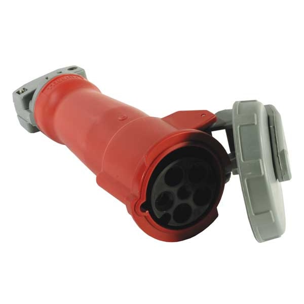 Conector hermético de clavija y enchufe Hubbell Wiring Device-Kellems, 60/63 A, 240/415V CA, trifásico, 4 polos, toma de tierra IEC, NEMA 4X - HBL560C6W