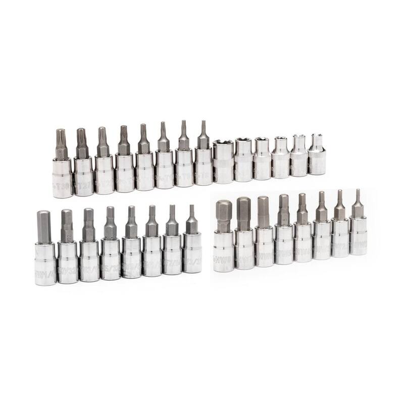 Juego de dados de vaso para bits hexagonales/Torx de 1/4 de pulgada SAE/métricos (30 piezas) - H4DCHEXTORX30PC