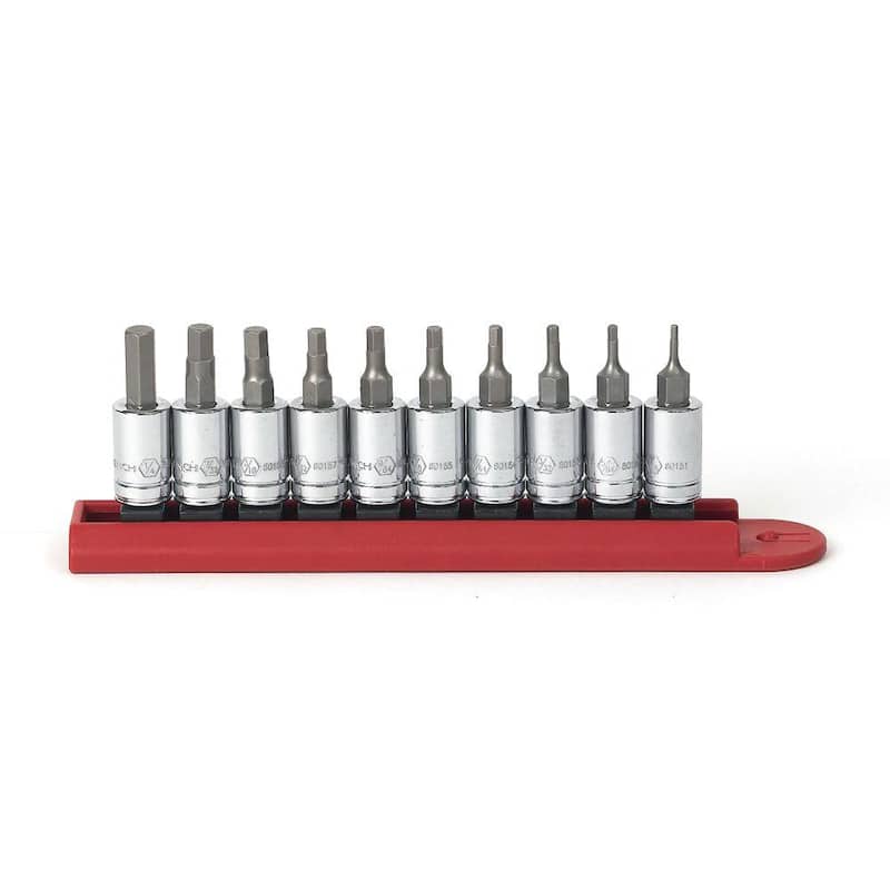 Juego de llaves de vaso hexagonales con punta SAE de 1/4 de pulgada (10 piezas) - 80323
