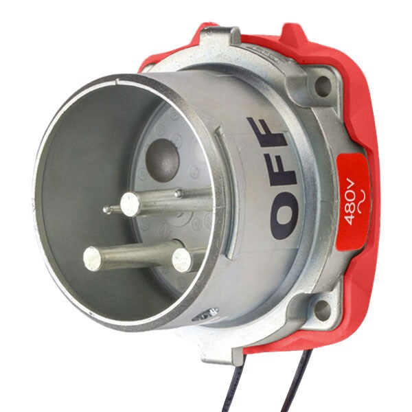 Receptáculo Pin & Sleeve Meltric, 100 A, 480V CA, 2 Polos, NEMA 4X - 39-68242-K04-972