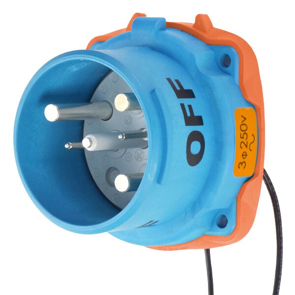 Meltric Pin & Sleeve Receptacle, 100 A, 250V AC, Three Phase, 3 Pole, NEMA 4X - 33-68173-C-K07-972