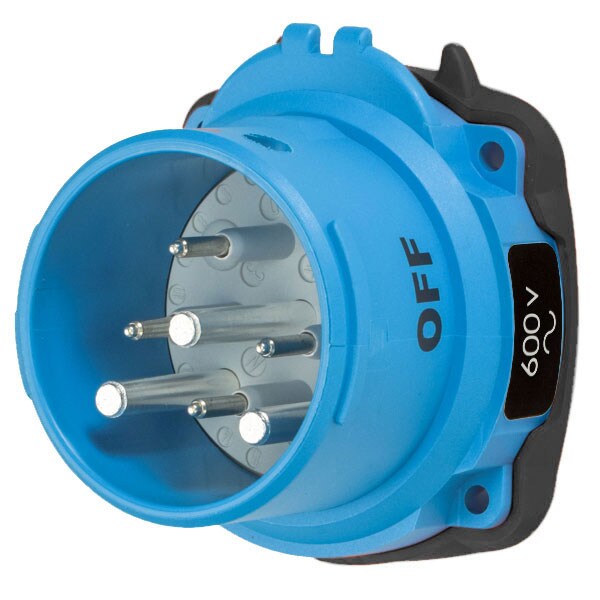 Receptáculo de clavija y enchufe Meltric, 60 A, 600V AC, 3 polos, NEMA 4X - 63-68142-974