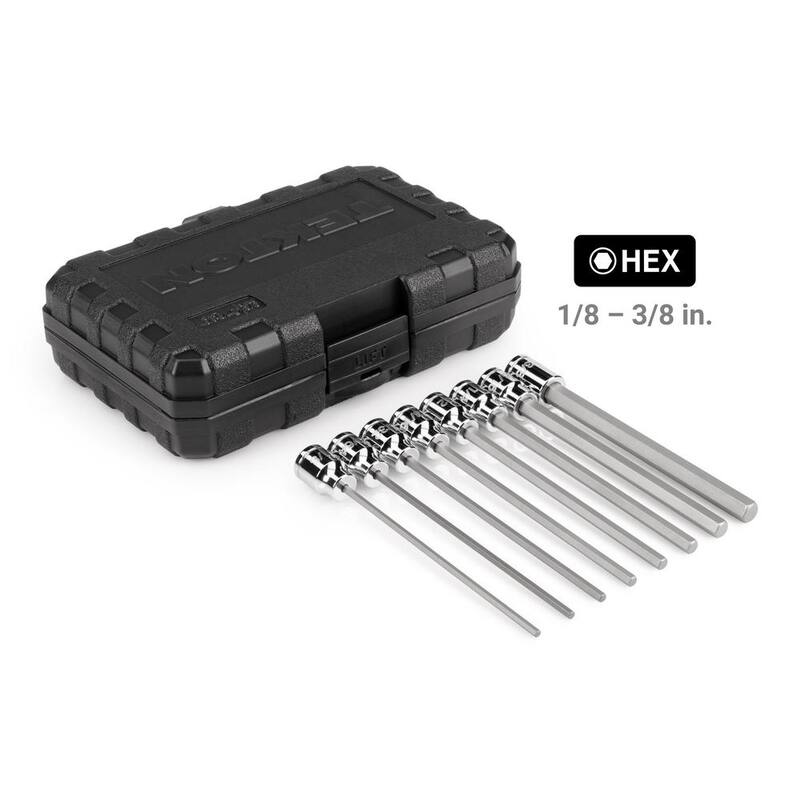 Juego de dados hexagonales largos de 3/8 pulgadas de TEKTON (1/8-3/8 pulgadas) (8 piezas) - SHB91313
