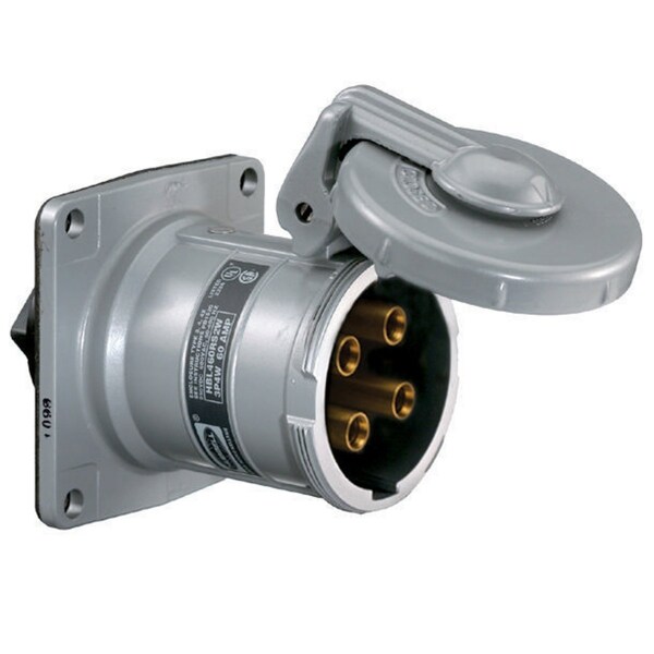 Hubbell Wiring Device-Kellems Pin & Sleeve Receptacle, 60 A, 600V AC, Three Phase, 4 Pole, Style 1 Grounding, NEMA 3, 4, 4X - HBL560RS1WR