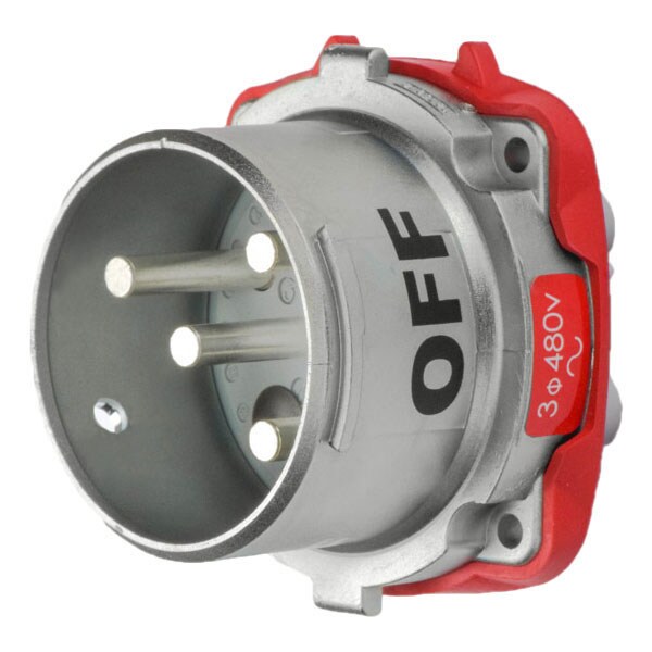 Receptáculo de clavija y enchufe Meltric, 60 A, 480V CA, 3 polos, NEMA 3R - 37-68043