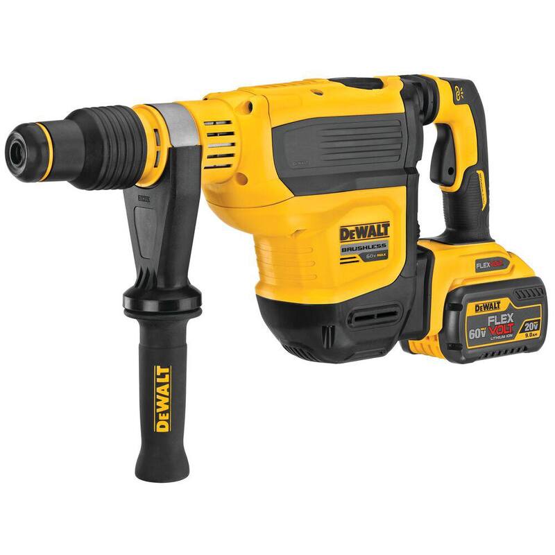 Martillo rotativo SDS MAX inalámbrico DEWALT FLEXVOLT 60V MAX sin escobillas de 1-3/4 pulgadas y (2) baterías FLEXVOLT 9.0Ah - DCH614X2